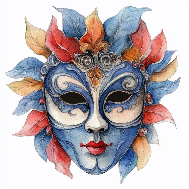 Ilustração de clipart de aquarela de máscara 6