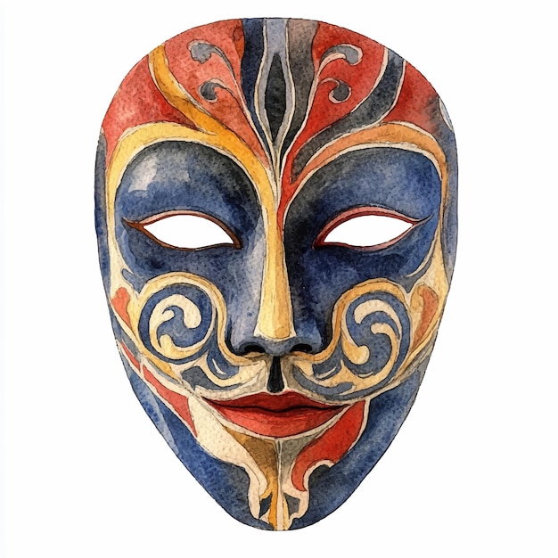 Ilustração de clipart de aquarela de máscara
