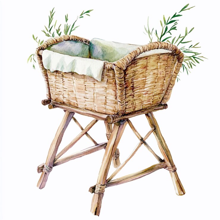 Vetor ilustração de clipart de aquarela do berço 10