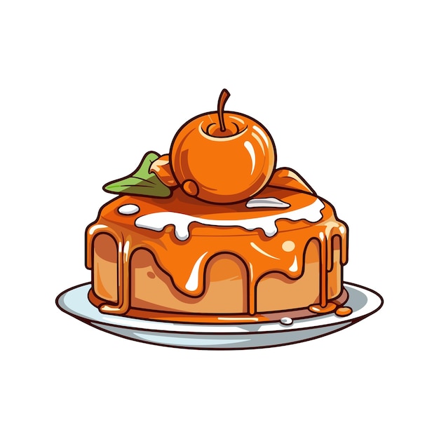 Vetor ilustração de clipart de bolo de maçã caramelada
