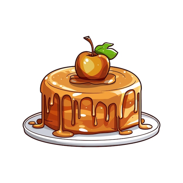 Vetor ilustração de clipart de bolo de maçã caramelada