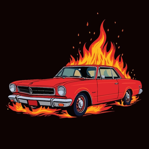 Ilustração de clipart de vetor de risco de seguro de automóvel de hotrod