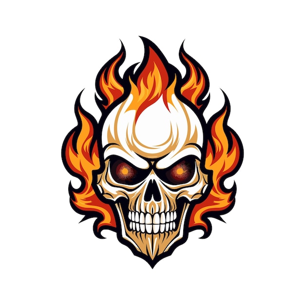 Ilustração de clipart vetorial de caveira flamejante