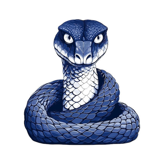 Desenho Animado De Cobra Azul-giro Ilustração do Vetor