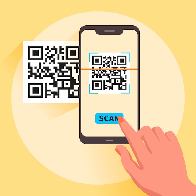 Ilustração de código qr de digitalização para smartphone