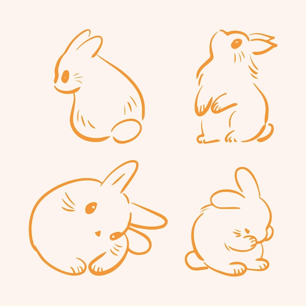 Vetor ilustração de coelho desenhada à mão