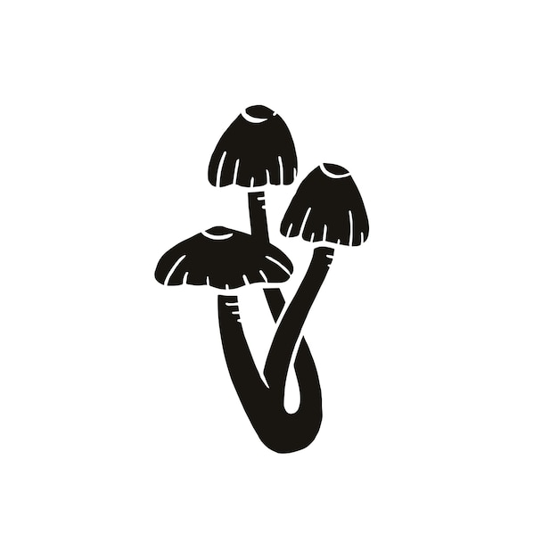 Ilustração de cogumelo em preto e branco
