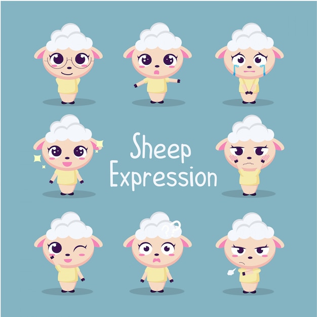 Ilustração de coleção de ovelhas