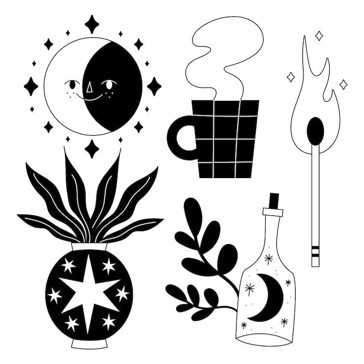 Ilustração de coleção de tatuagens minimalistas