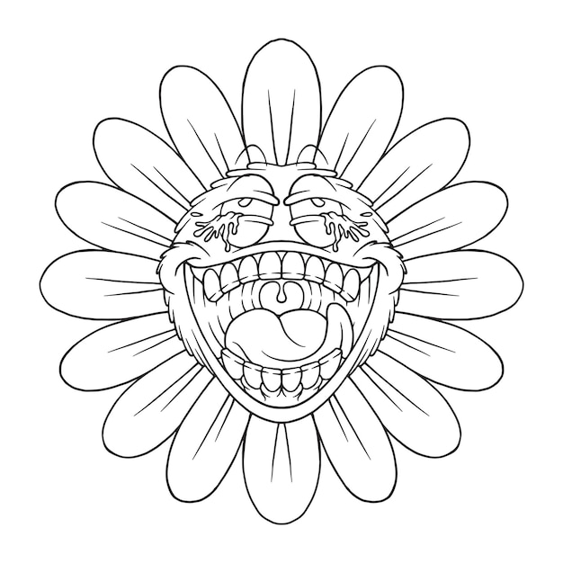 Vetor ilustração de colorir da flor rindo