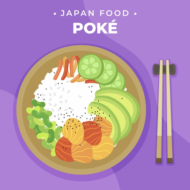 Ilustração de comida japonesa desenhada à mão