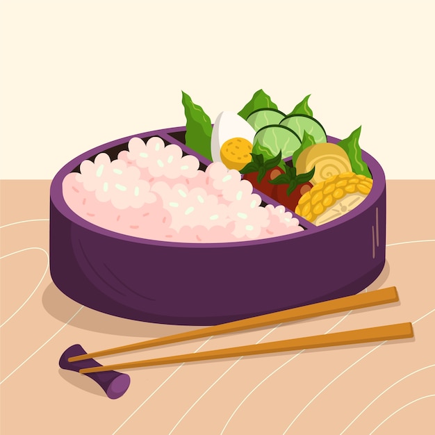 Vetor ilustração de comida japonesa desenhada à mão