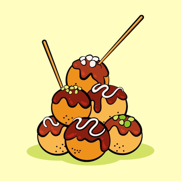 Ilustração de comida japonesa desenhada à mão