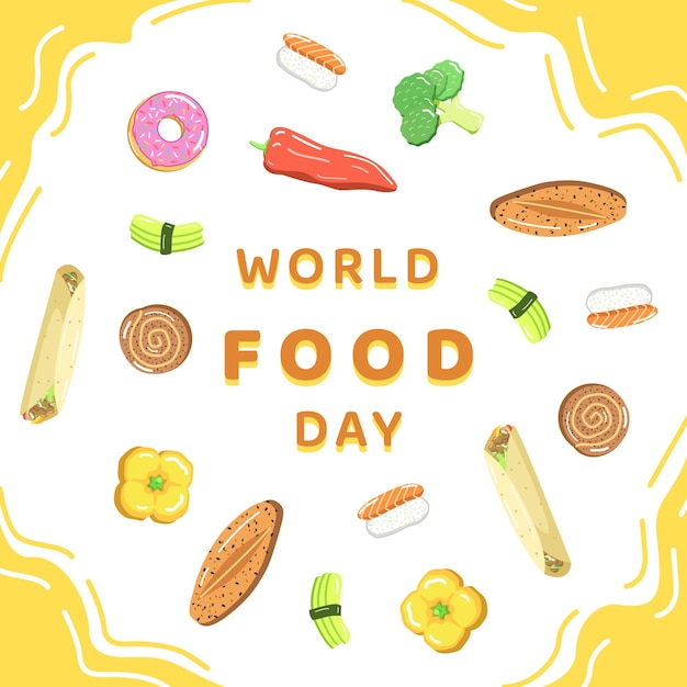 Ilustração de comida, para o dia mundial da alimentação