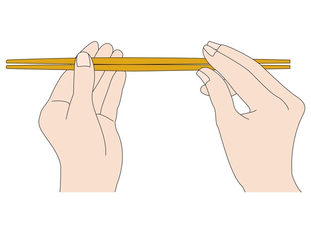 Ilustração de como usar os pauzinhos