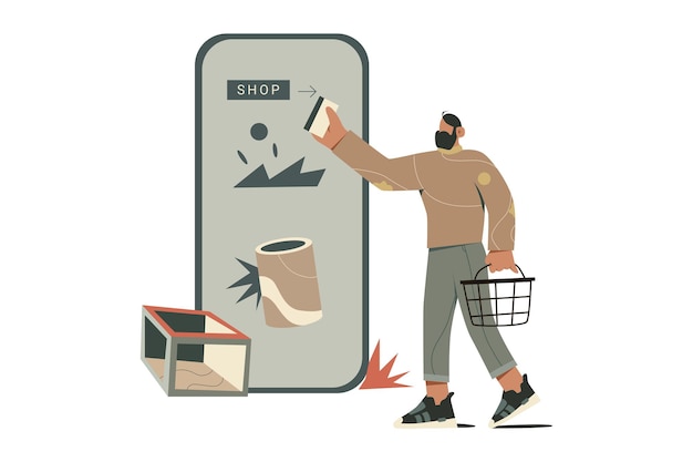 Ilustração de compras para celular