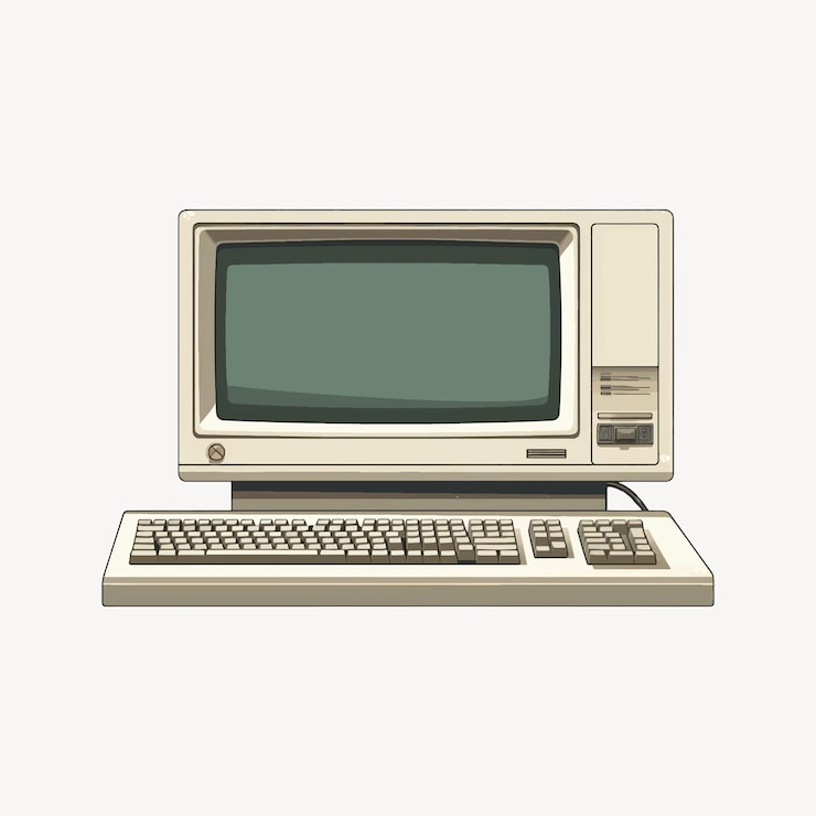 Vetor ilustração de computador de mesa beige vintage