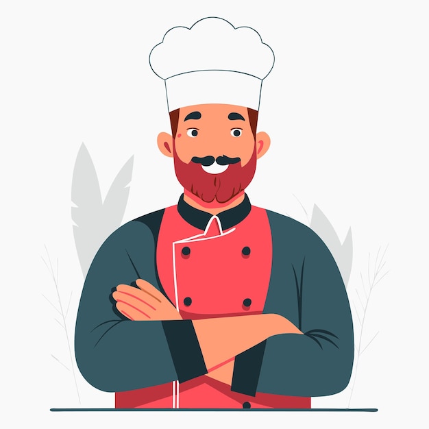 Ilustração de conceito criativo de chef mostrando habilidades e paixão culinárias