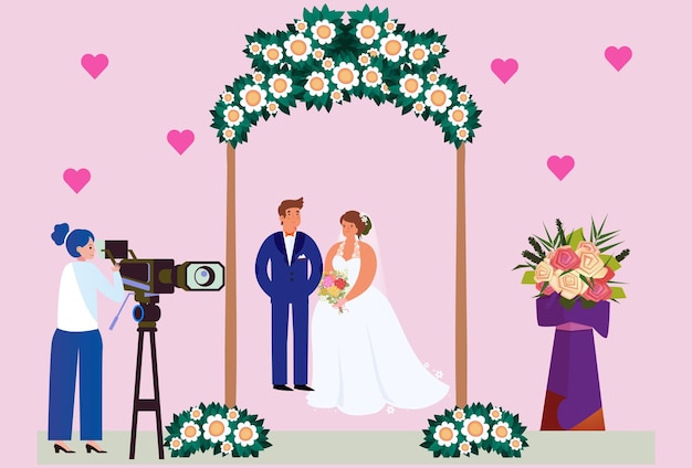 Ilustração de conceito de câmera de vídeo elegante e bonita