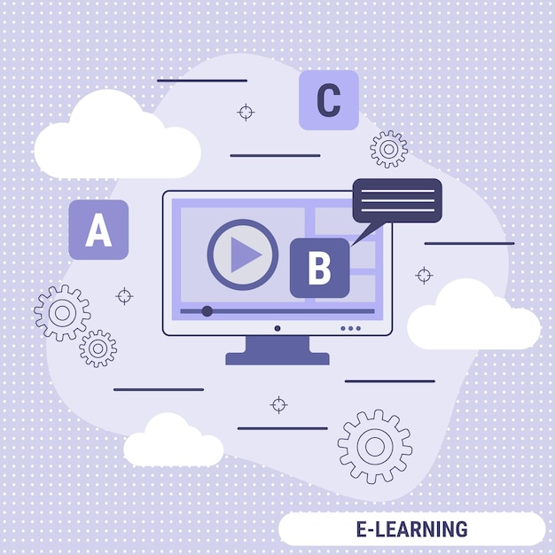 Ilustração de conceito de vetor de estilo de design plano de e-learning