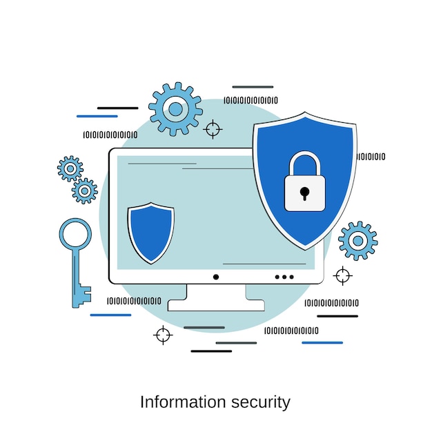 Ilustração de conceito de vetor de estilo de design plano de segurança da informação