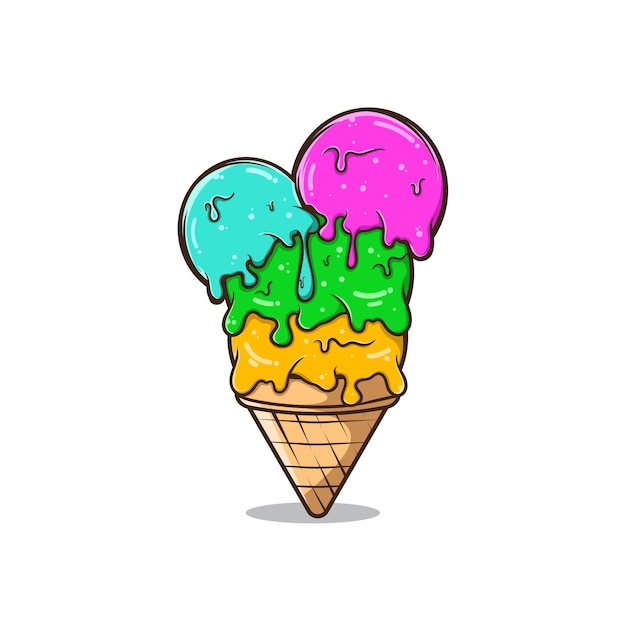 Ilustração de cone de sorvete colorfull