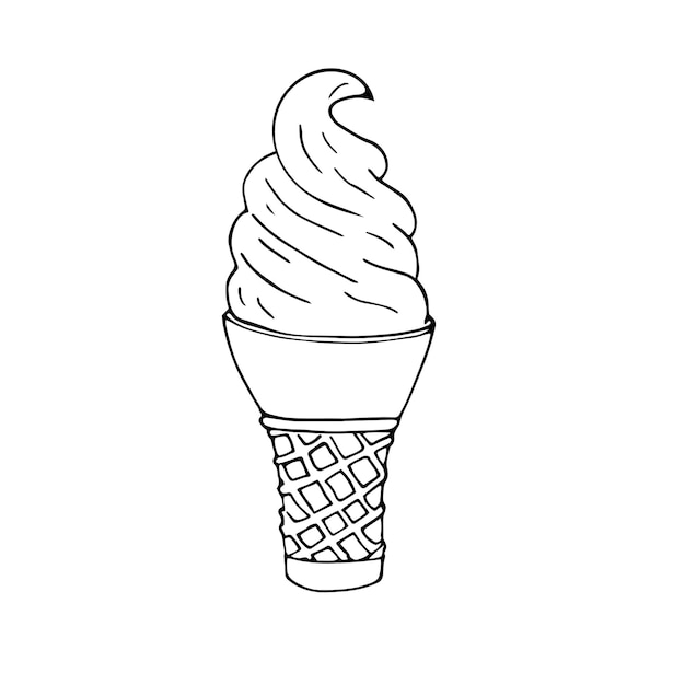 Vetor ilustração de cone de sorvete desenhada à mão menu de design de doces de sobremesa na loja do restaurante