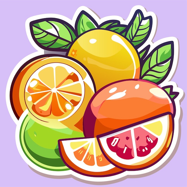 Vetor ilustração de conjunto de adesivos de frutas saudáveis