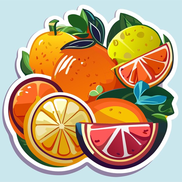 Vetor ilustração de conjunto de adesivos de frutas saudáveis