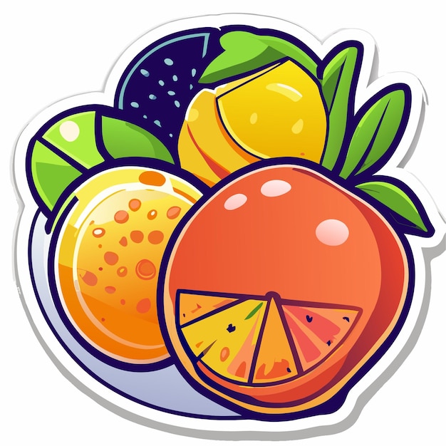 Vetor ilustração de conjunto de adesivos de frutas saudáveis