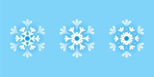 Ilustração de conjunto de floco de neve branco sobre fundo azul Natal ano novo Imagem vetorial Conjunto de padrão abstrato de Natal de floco de neve bonito Ícone de linha Fundo branco Quadro de neve EPS 10