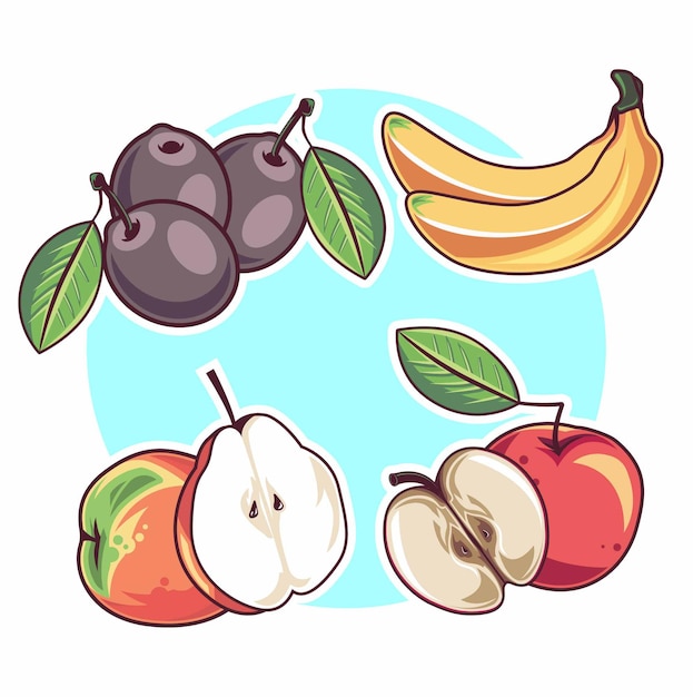 Ilustração de conjunto de frutas