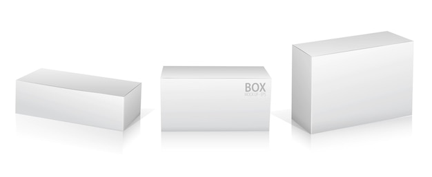 Ilustração de conjunto de Super Realistic White Box Mockup Design isolado