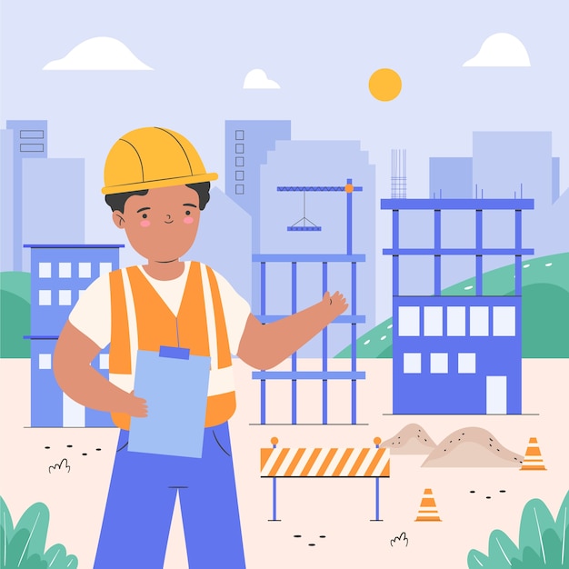 Ilustração de construção de edifícios desenhada à mão
