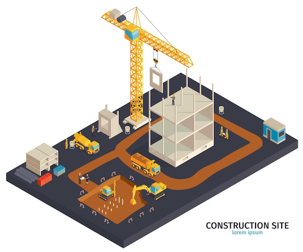 Vetor ilustração de construção isométrica