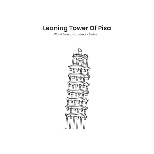 Vetor ilustração de contorno da torre inclinada de pisa