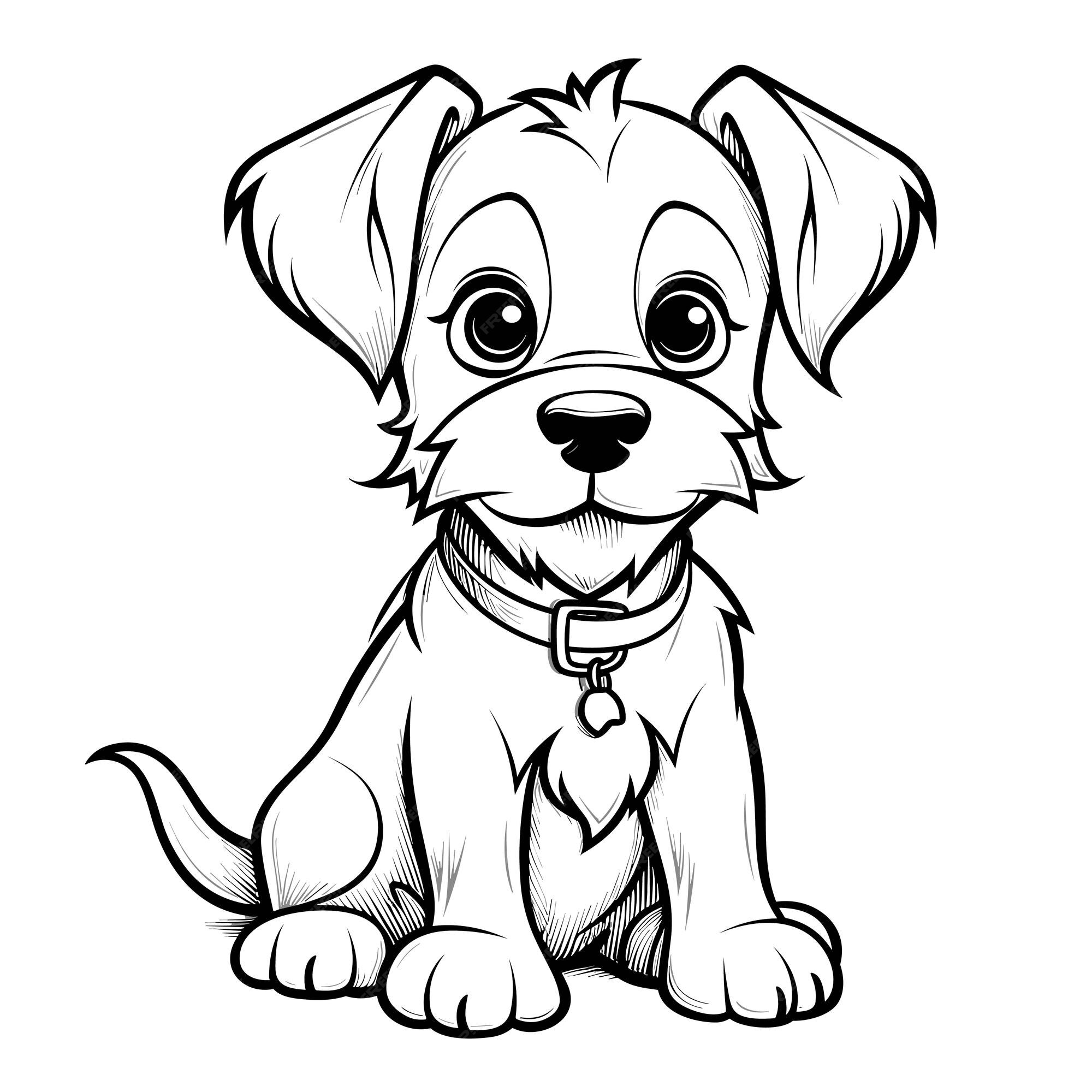 página para colorir. imagem para colorir com cachorro fofo ou cachorrinho.  conjunto de clipart de animais