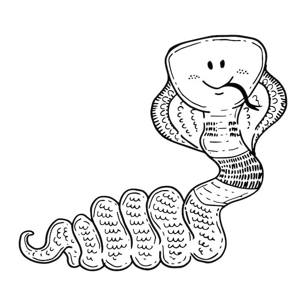 Vetor ilustração de contorno de cobra desenhada à mão