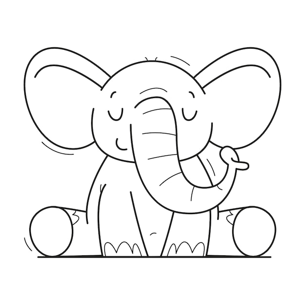 Ilustração de contorno de elefante desenhada à mão