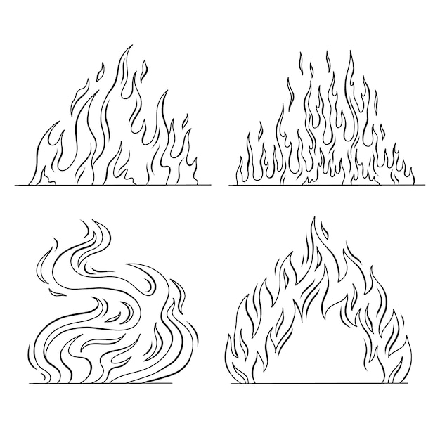 Vetor ilustração de contorno de fogo de design plano