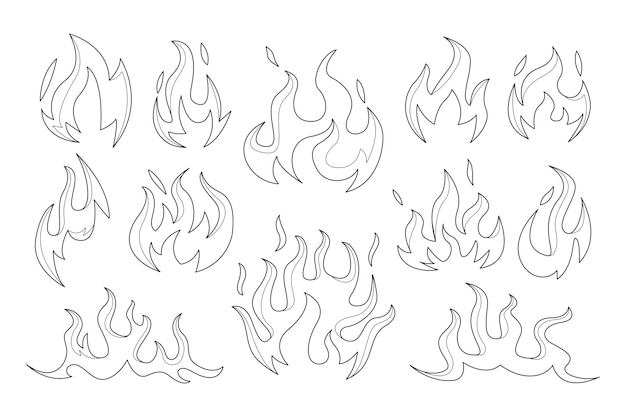 Vetor ilustração de contorno de fogo desenhada à mão