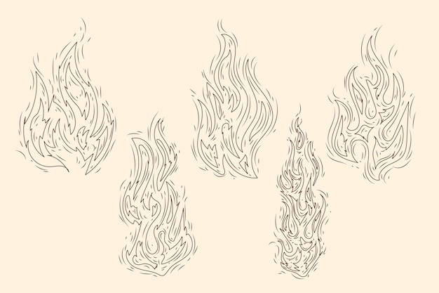 Vetor ilustração de contorno de fogo desenhada à mão