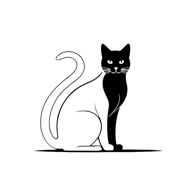 Ilustração de contorno de gato desenhada à mão por vetor livre