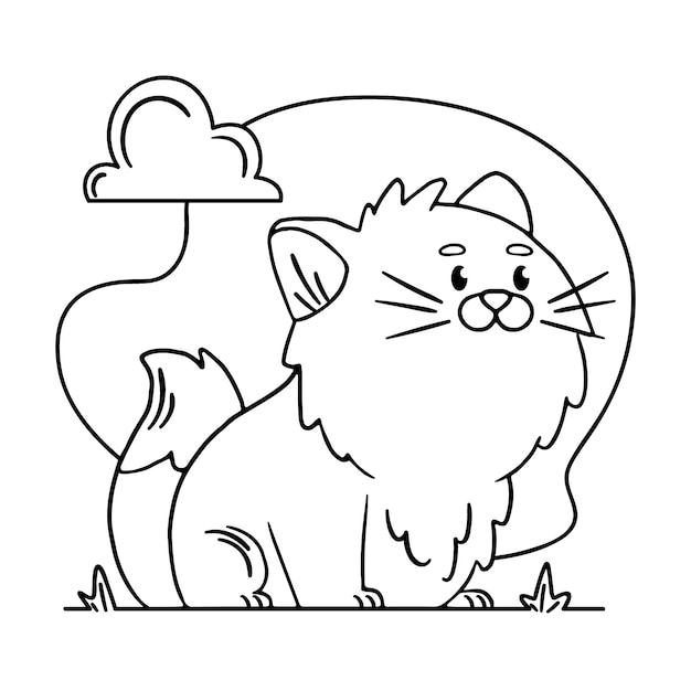 Ilustração de contorno de gato desenhada à mão
