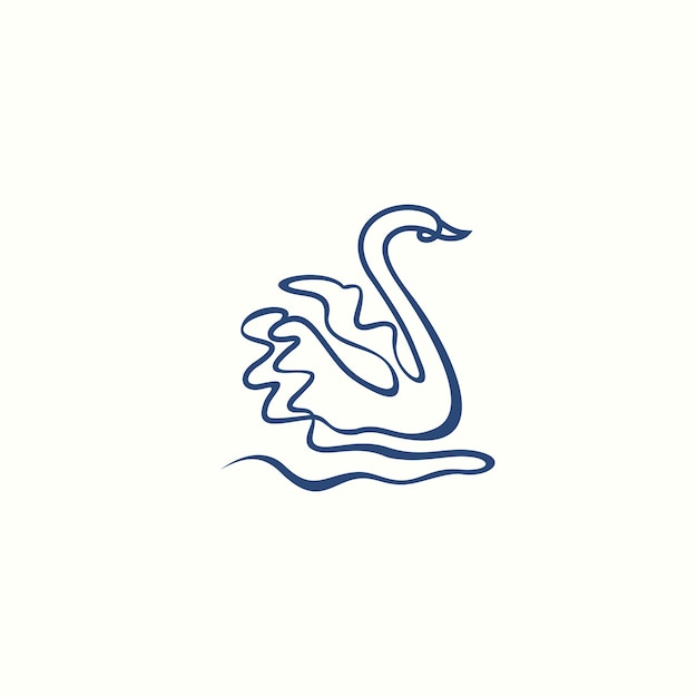 Ilustração de contorno de linha de ícone de vetor de logotipo de cisne