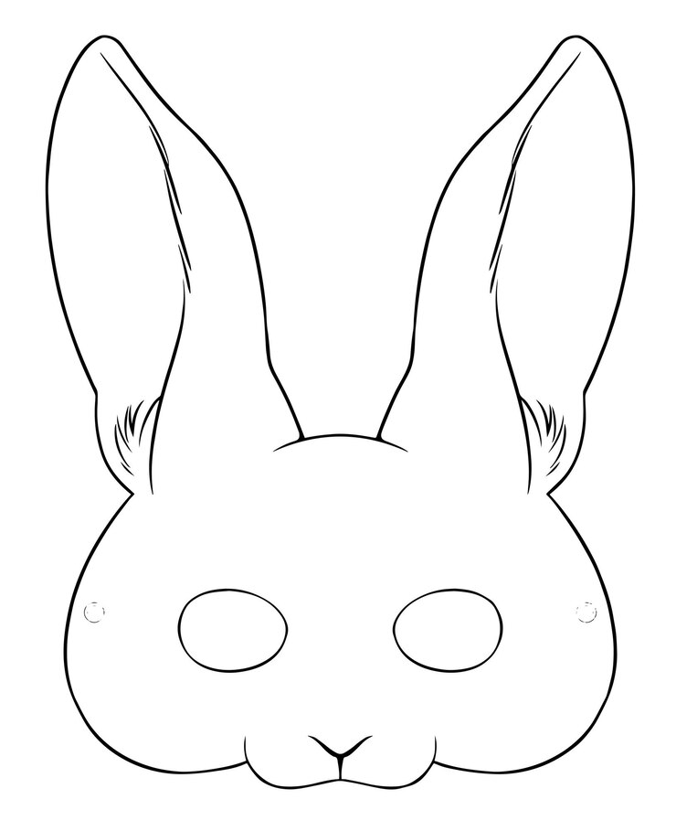 Vetor ilustração de contorno de máscara de coelho desenhada à mão por vetor para colorir
