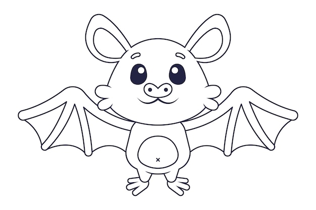 Ilustração de contorno de morcego desenhada à mão
