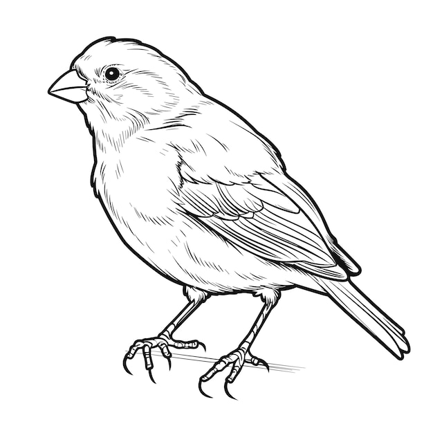 ilustração de contorno de pássaro desenhado à mão Pássaro bonito para crianças página para colorir Preto e branco