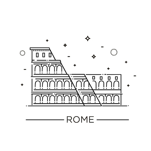 Vetor ilustração de contorno do coliseu em roma ícone vetorial para web