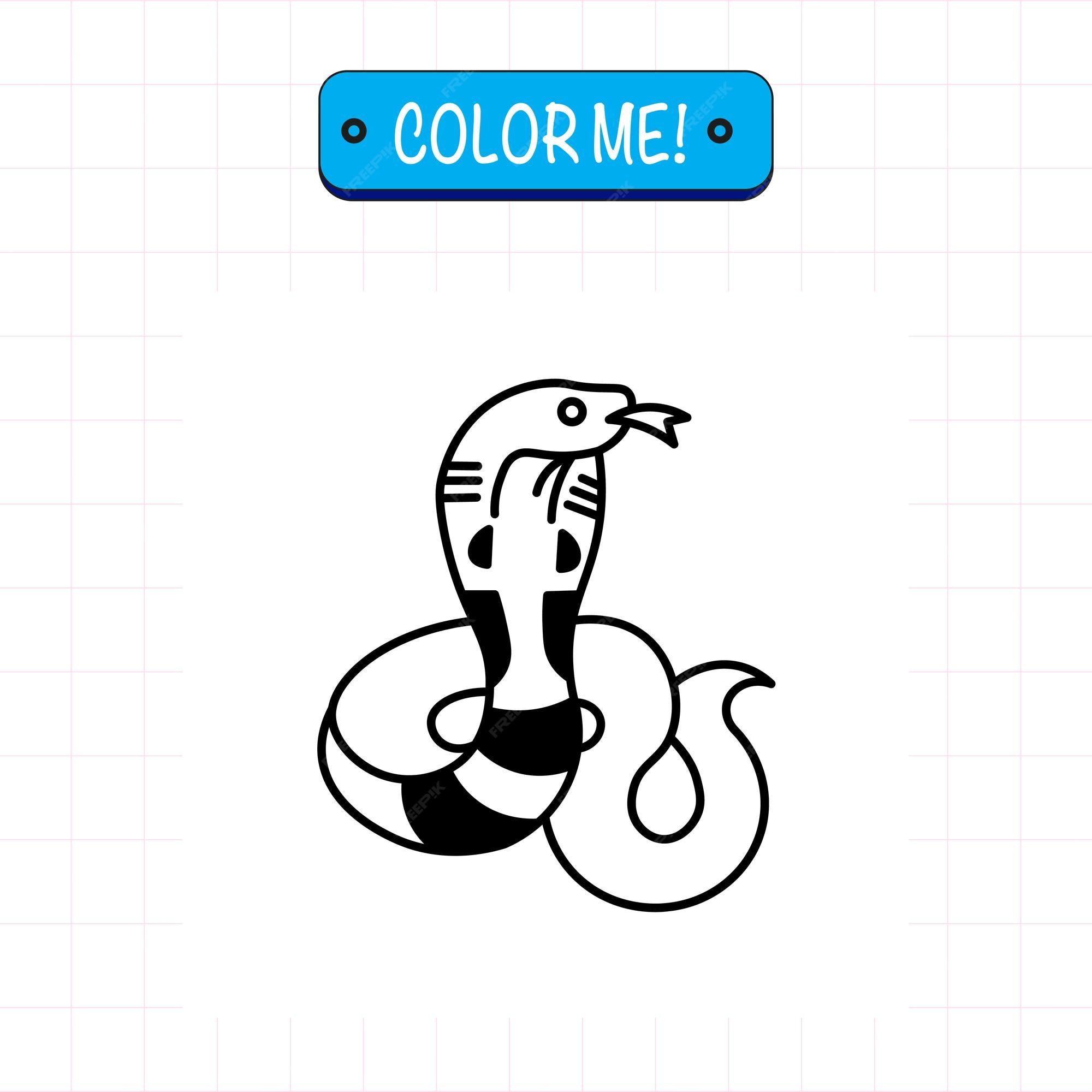 Vetor de ilustração de página para colorir de desenho de cobra cobra fofa  para livro de colorir para crianças